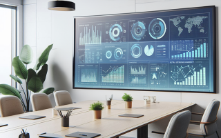 Display Buro mit tabellen und statistiken